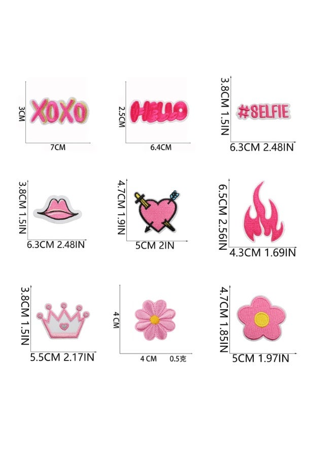 fantasize 36pcs Pink Embroidered Patches Random Assorted Styles Pink Theme Iron on Patches for Girls Western Cowgirl DIY Sew Applique Repair Patch Cute Preppy Sew on Patches for Backpacks Pants Clothes Jeans - Image 5